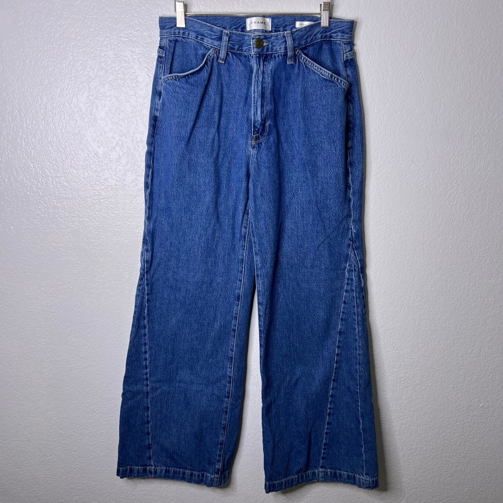Frame Le Baggy Palazzo Wide Leg Jeans Ocean Drive Blue Women's Size 30 - Picture 2 of 11
